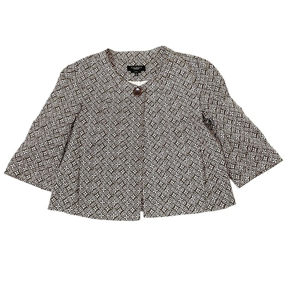 Talbots geometric print 3/4 sleeve crop jacket sz 8 - Picture 1 of 12